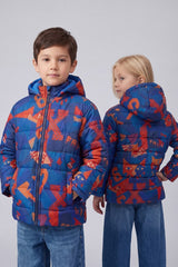 Kid's Printed Lightweight Hooded Puffer Jacket