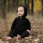 Polo Republica Warmth Polar Fleece Long Sleeve Hooded Baby Romper Romper Polo Republica Black 6-12 Months 