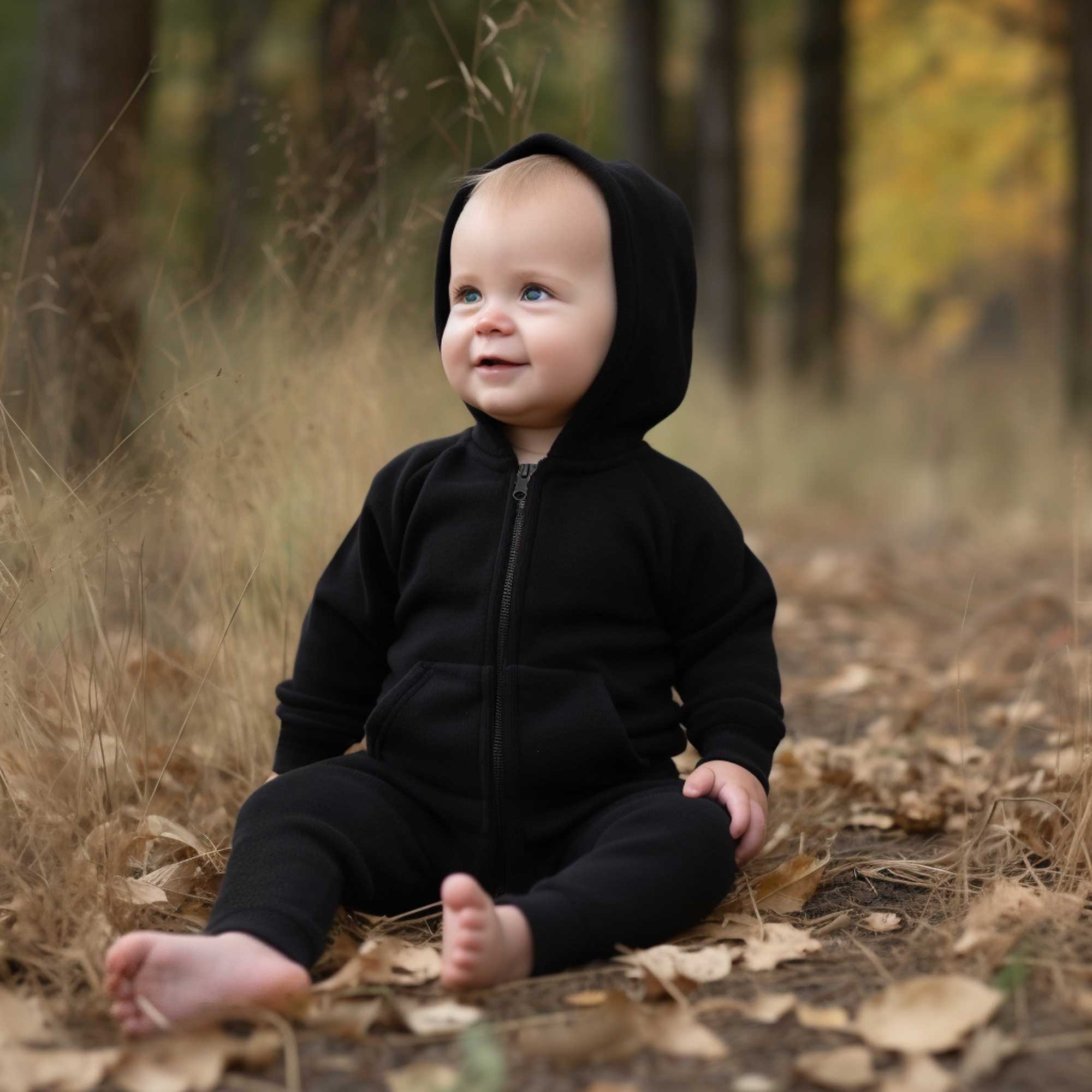 Polo Republica Warmth Polar Fleece Long Sleeve Hooded Baby Romper Romper Polo Republica Black 6-12 Months 
