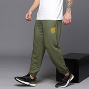 MAX 21 Men's Tiger Embroidered Fleece Joggers Pants Men's Trousers SZK Light Olive S 