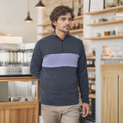 Max 21 Men's Contrast Panel Quarter Zipper Sweat Shirt Men's Sweat Shirt SZK Light Navy & Powder Blue S 