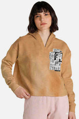 Women's Amorey Studio Printed Crop Top Oversized Fleece Pullover Hoodie