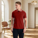 Max 21 Men's Triangle Embroidered Check  Collar Polo Shirt