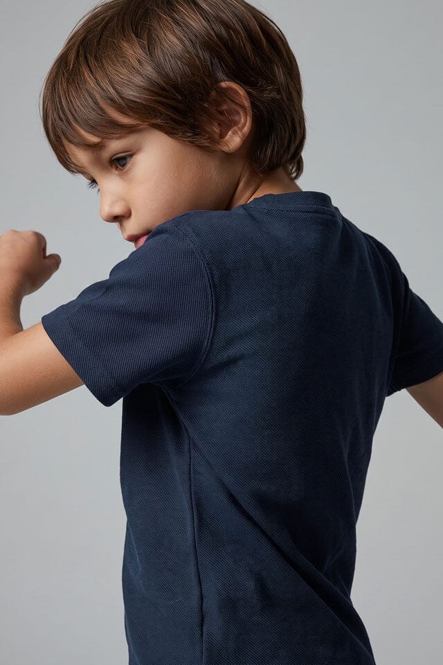 Navy Textured-Poly Cotton