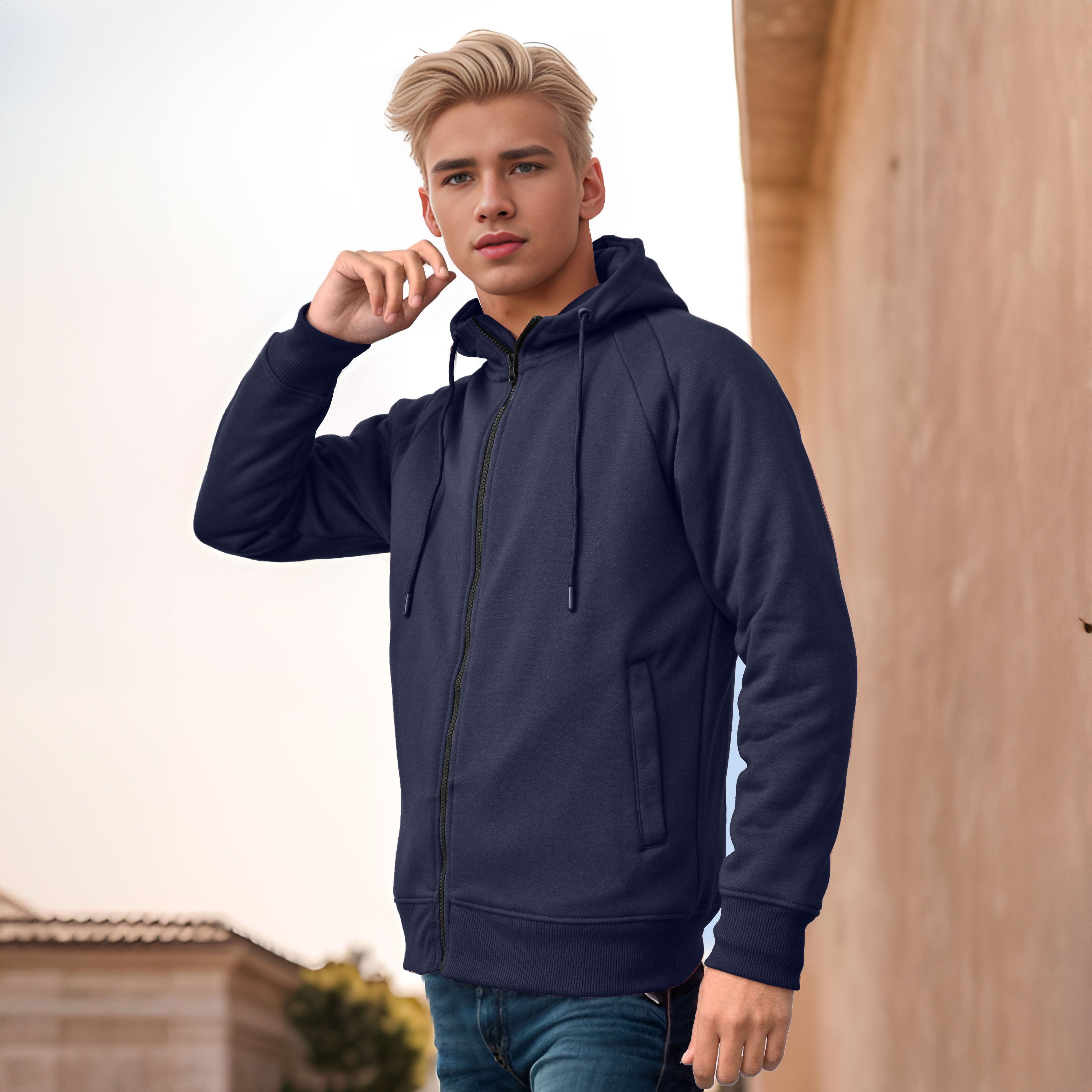 Polo Republica Men's Raglan Fleece Minor Fault Zipper Hoodie Men's Zipper Hoodie Polo Republica Navy S 