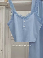 Women's Textured Bralette Pajama Lingerie Set