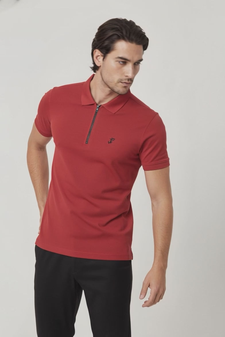 Jay Cee Men's Zipper Placket Polo Shirt