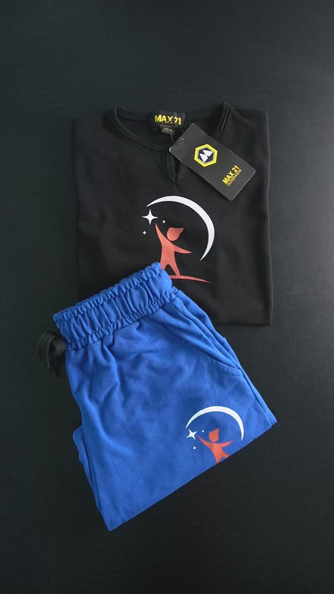 Max 21 Kid's Moon Star Pique Twin Set