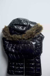 BH Women's High Shine Hooded Puffer Jacket