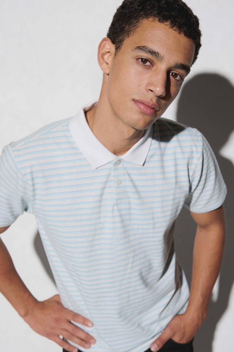Eternity Premium Men's Contrast Collar Striped Polo Shirt