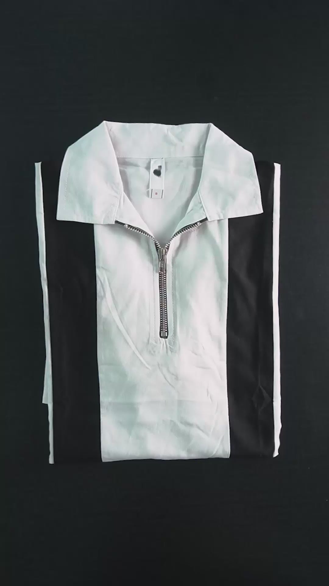 Men's Zipper Placket Striped Polo Shirt