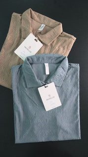 Men's Textured Johnny Collar Polo Shirt