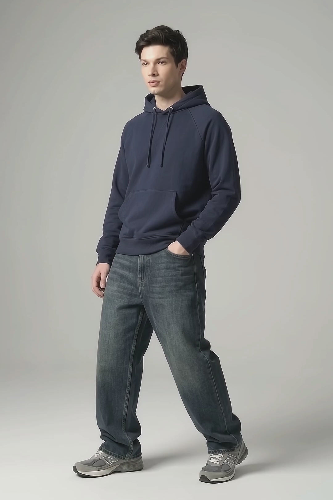 Men's V Notch Oversized Raglan Pullover Hoodie