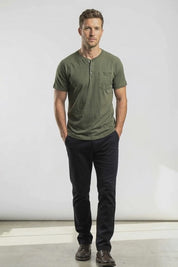 Stanely Men's Raglan Sleeve Henley Tee Shirt