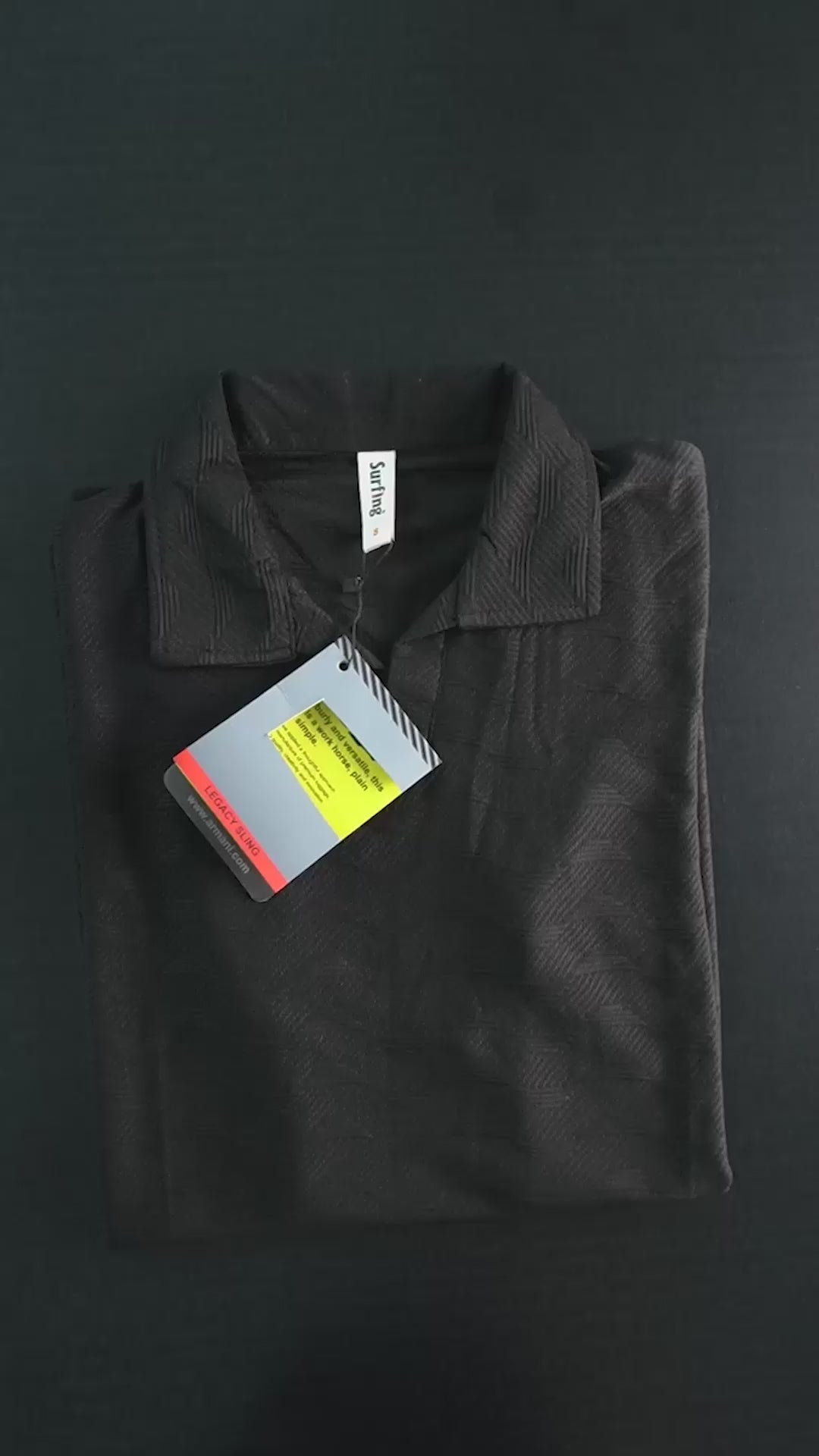Surfing Men's Textured Johnny Collar Polo Shirt