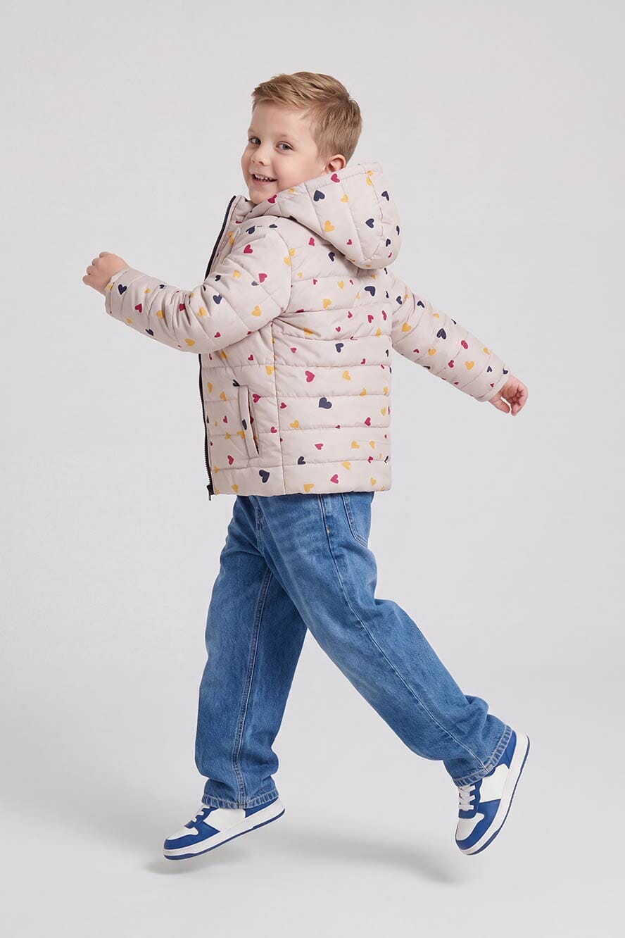 Kid's Heart Hooded Puffer Jacket
