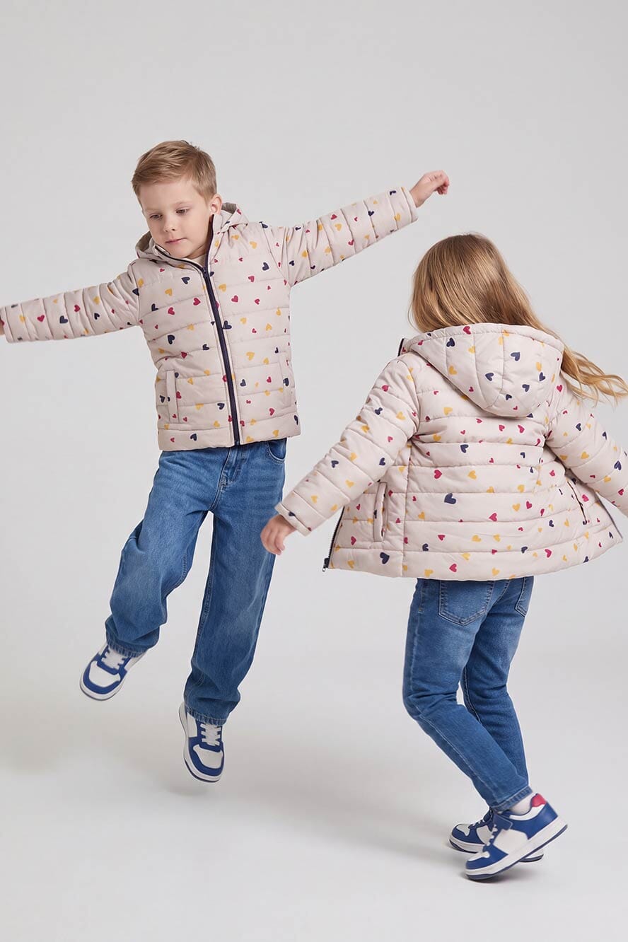 Kid's Heart Hooded Puffer Jacket