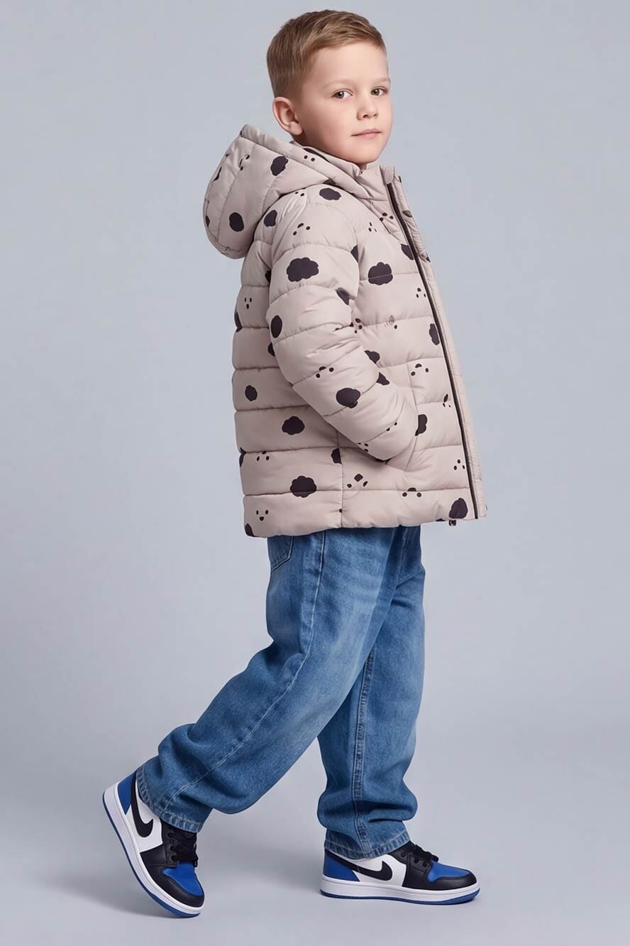 Kid's Lightweight Clouds Hooded Puffer Jacket