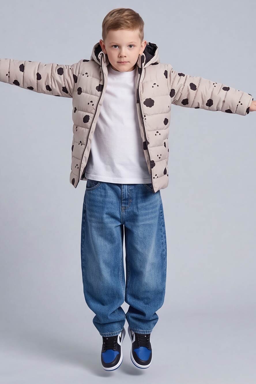 Kid's Lightweight Clouds Hooded Puffer Jacket