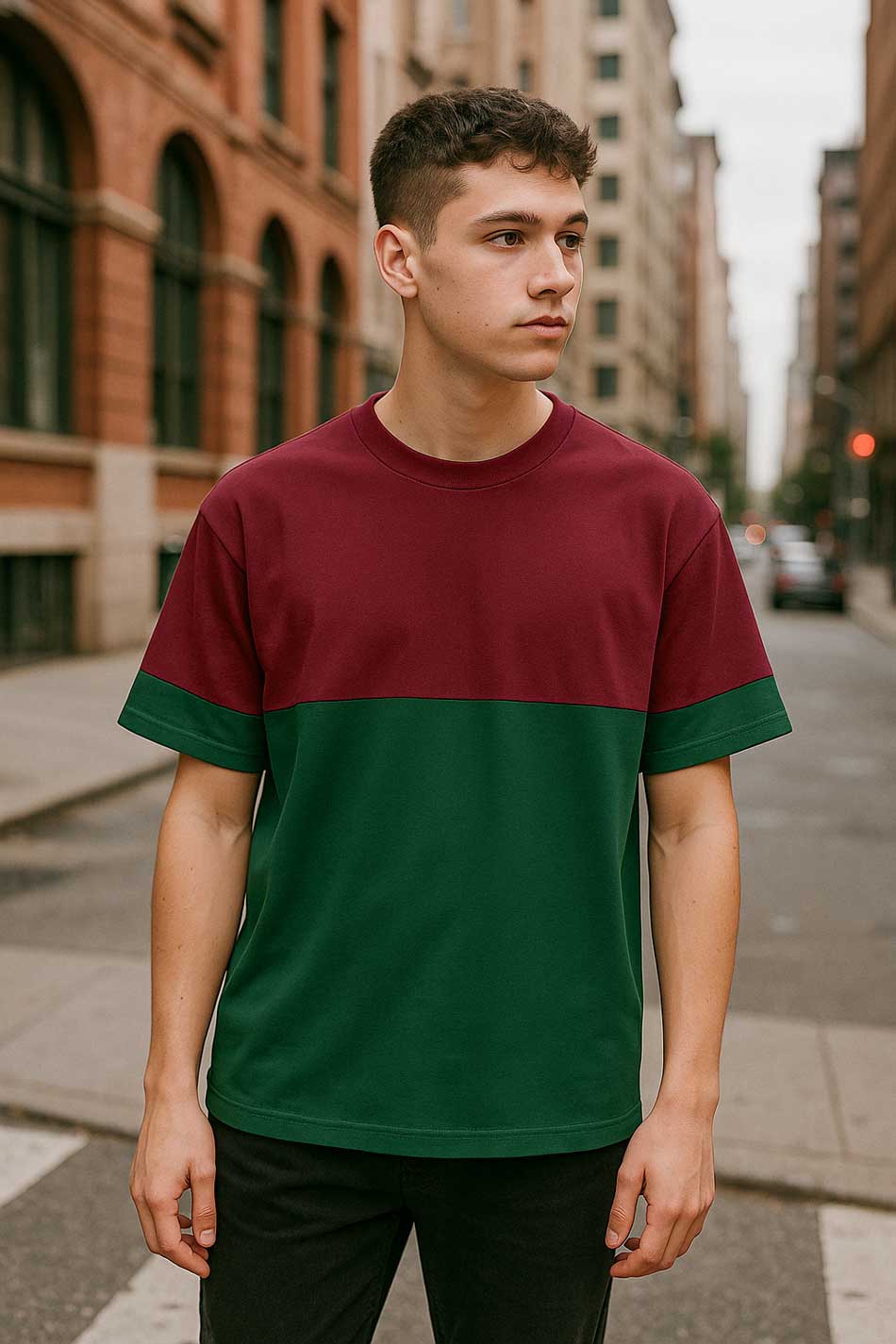 Bottle Green & Maroon