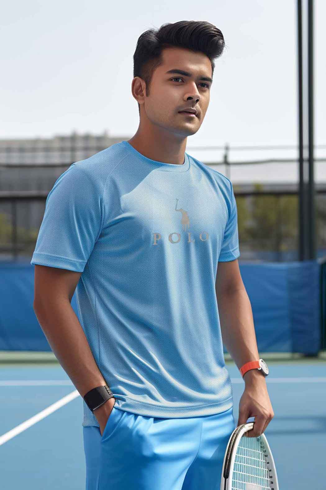 Polo Republica Men's Polo Pony & Back Stripes Activewear Tee Shirt