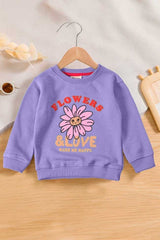 Tiny Teen Kid's Flowers & Love Printed Fleece Sweat Shirt