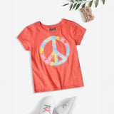 Le Printemps Girl's Peace Sign Printed Tee Shirt