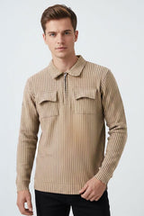 Jay Cee Men's Double Pocket Zipper Polo Shirt