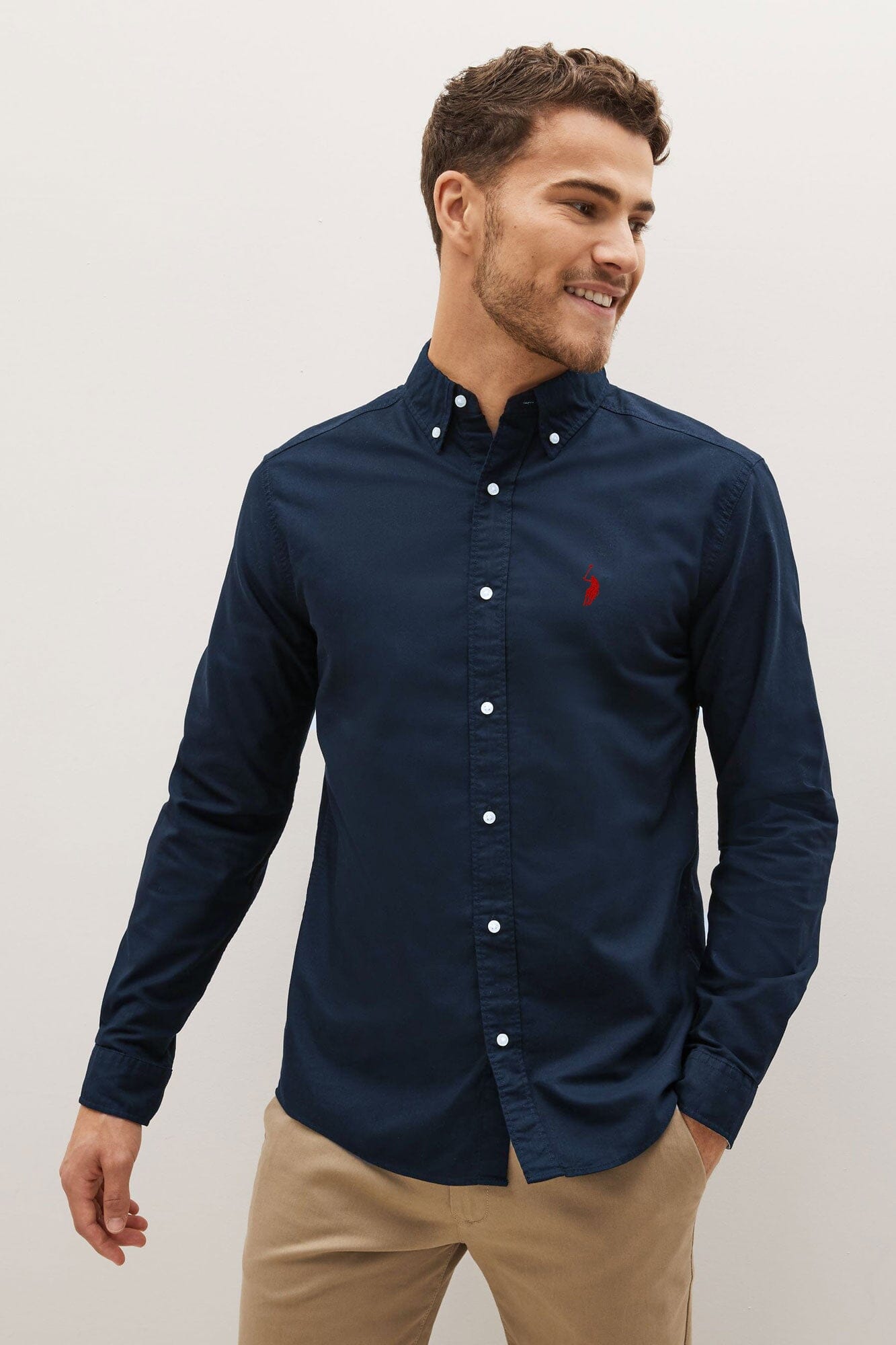 Polo Republica Men's Signature Pony Embroidered Solid Casual Shirt Men's Casual Shirt Polo Republica Navy S 