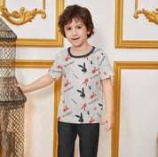 Mango Kid's Play Boy Printed Twin Set Boys Twin Set First Choice Beige & Black (92) 1-1.5 Years 