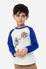 TH Boy's Skiing Printed Raglan Sleeve Tee Shirt