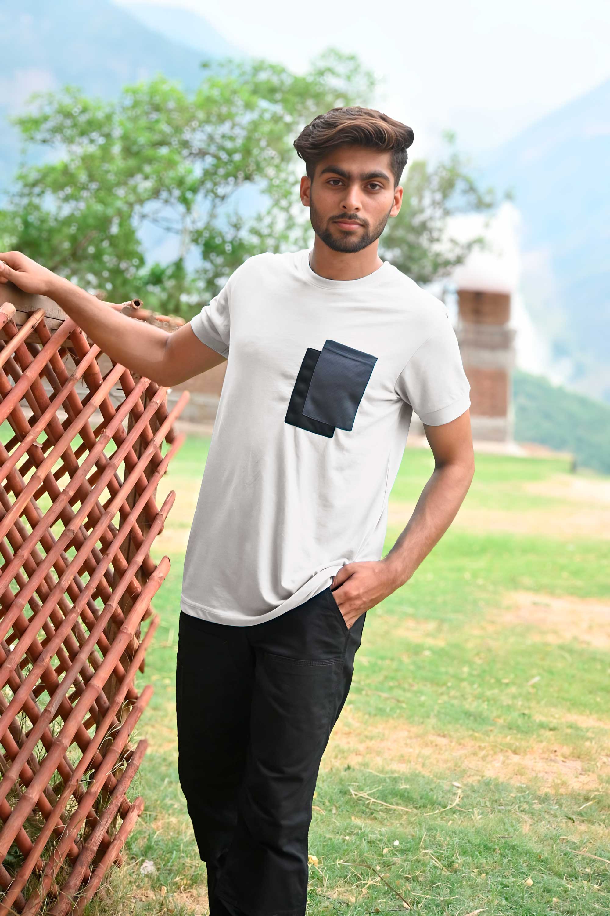 Polo Republica Men's Contrast Pocket Crew Neck Minor Fault Tee Shirt Men's Tee Shirt Polo Republica 