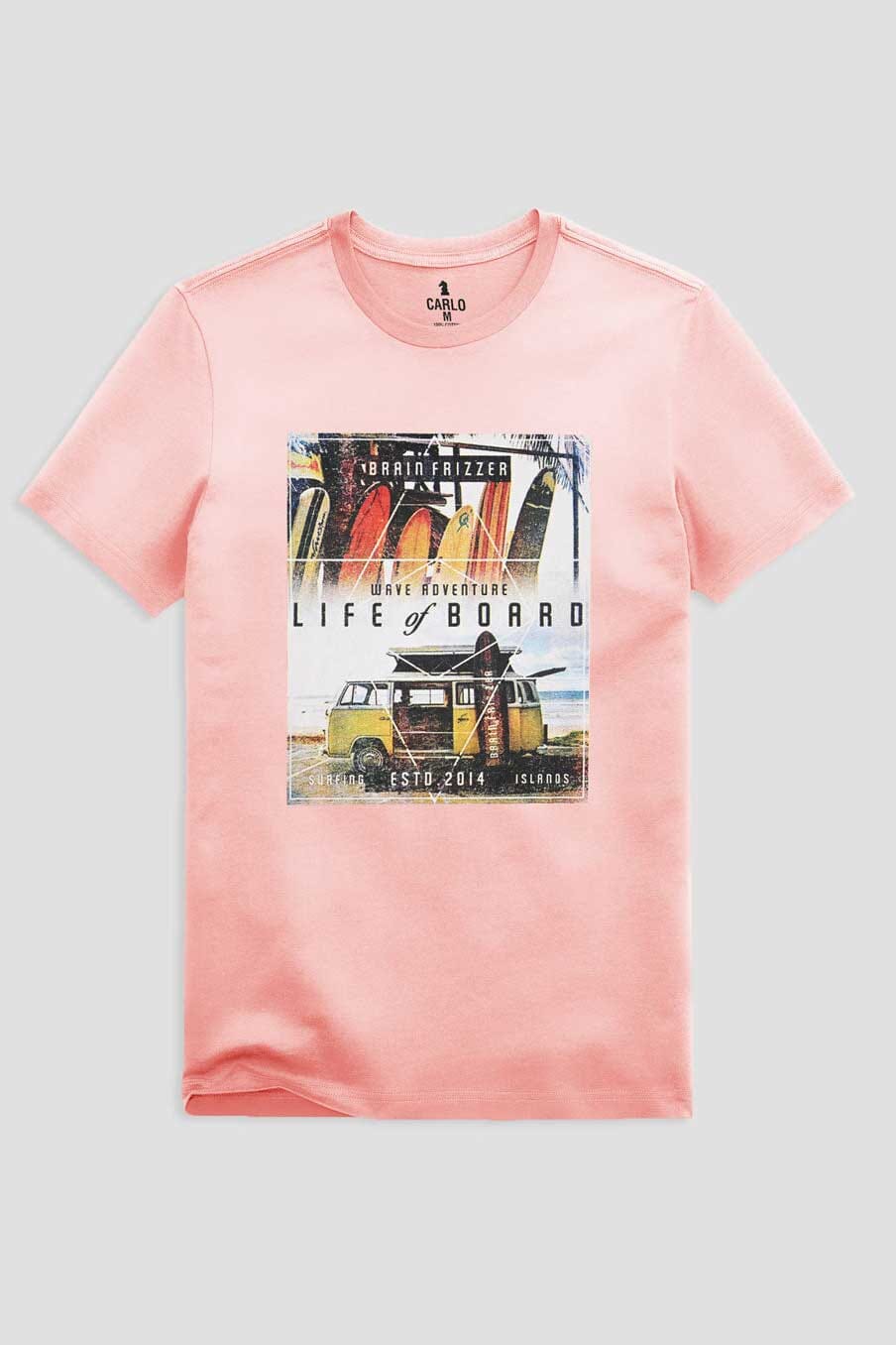 Carlo Men's Brain Frizzer Printed Crew Neck Tee Shirt