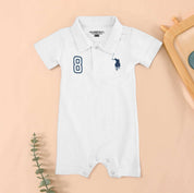 Polo Republica Signature Pony & 8 Printed Short Sleeve Baby Romper Romper Polo Republica White 0-3 Months 