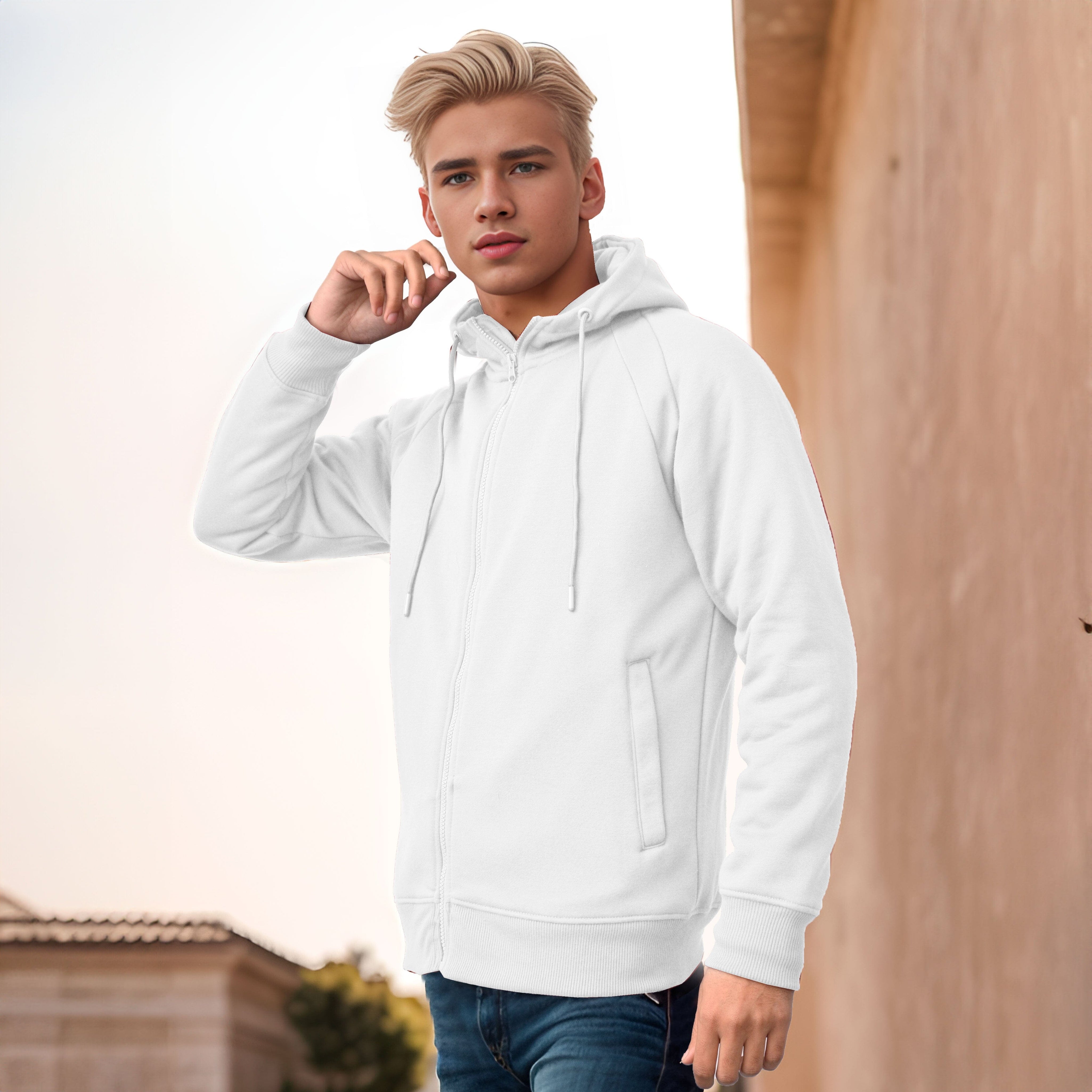 Polo Republica Men's Raglan Fleece Minor Fault Zipper Hoodie Men's Zipper Hoodie Polo Republica White S 