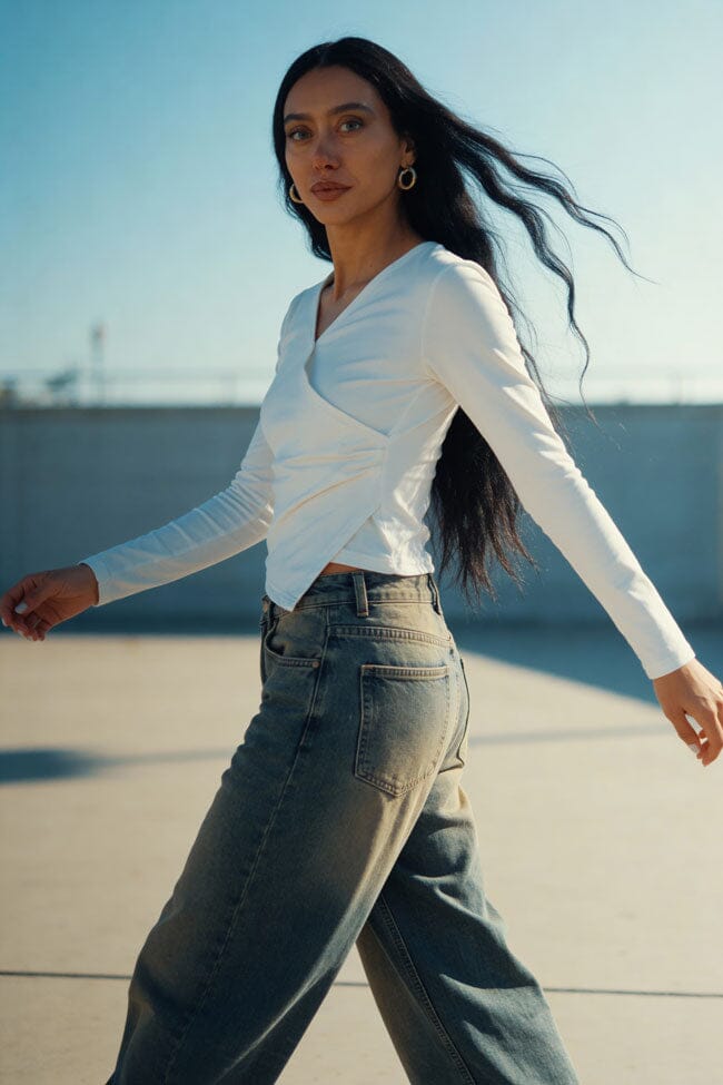 USQUARED Women's V-Neck Wrap Top