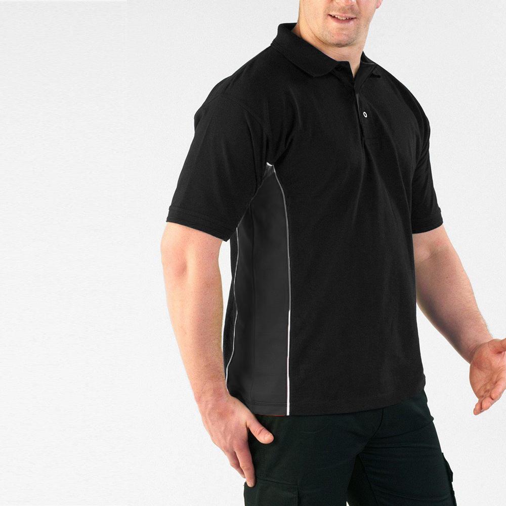 Coesfeld Men's Contrast Panel Polo Shirt Men's Polo Shirt Image Graphite & Black XS 