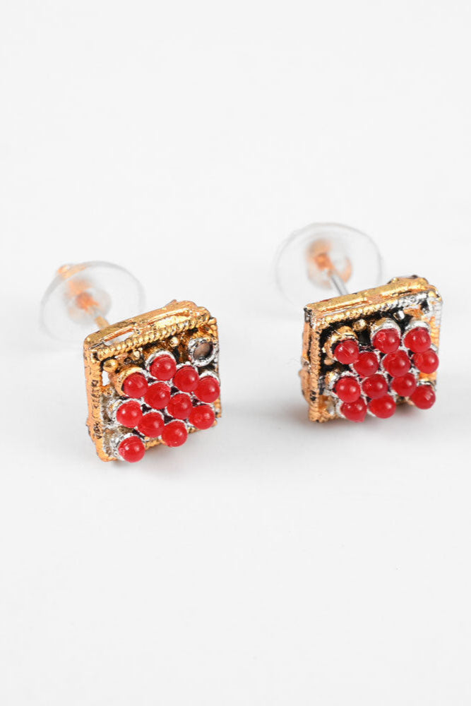 American Diamonds Neuquen Stylish Tops Earrings Jewellery SNAN Traders Red 