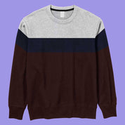 Men's Fontem Panel Design Long Sleeve Fleece Sweat Shirt Men's Sweat Shirt IBT Grey & Maroon S 