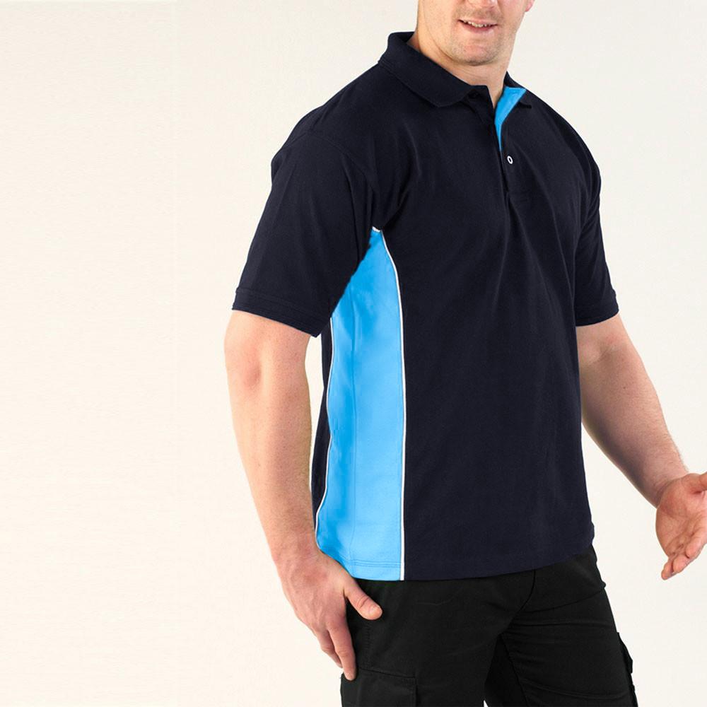 EGL Coesfeld Men's Contrast Panel Polo Shirt Men's Polo Shirt Image Navy Sky S