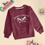 Archer & Finch Kid's Arrow Printed Contrast Neck Sweat Shirt Boy's Sweat Shirt LFS Red 3-4 Years 