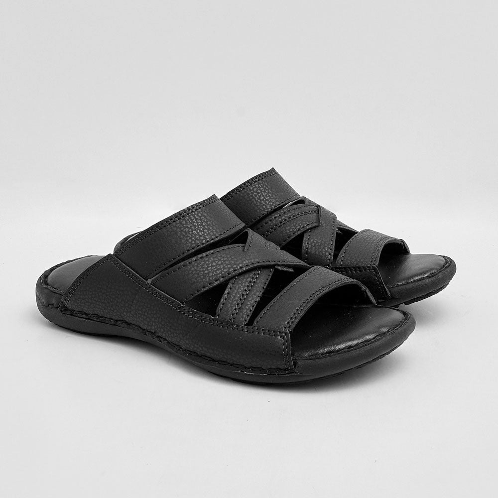 Men's Enmore Padded Sole Design Leather Chappal Men's Shoes SNAN Traders Black EUR 39 