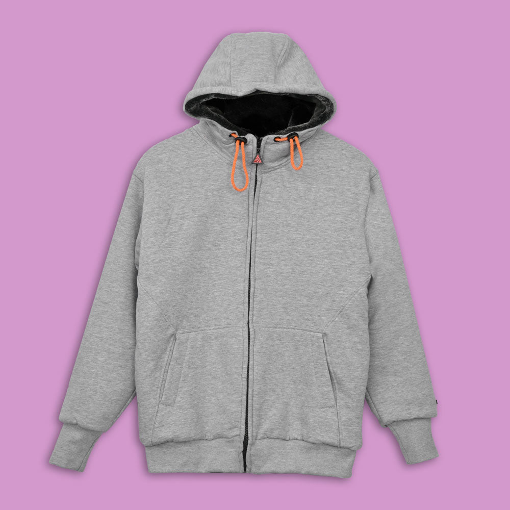 Axinite Men's Sherpa Fleece Minor Fault Zipper Hoodie Minor Fault Image Heather Grey XS 