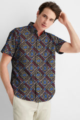 Nexoluce Men's Slim Fit Rayong Short Sleeve Casual Shirt
