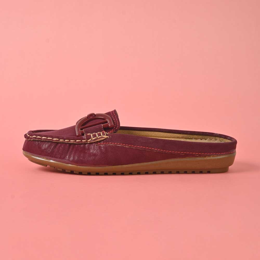 Women's DD Style Open Back Moccasin Shoes Women's Shoes SNAN Traders Maroon EUR 35 