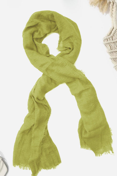 Women's High Quality Crimps Scarf Hijab Women's Shawl De Artistic Olive Green 