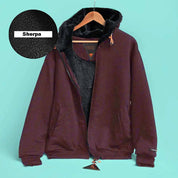 Axinite Men's Sherpa Fleece Minor Fault Zipper Hoodie Minor Fault Image Maroon Sherpa XS 