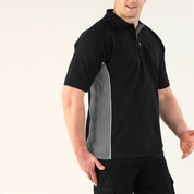 EGL Coesfeld Men's Contrast Panel Polo Shirt Men's Polo Shirt Image Black Graphite S