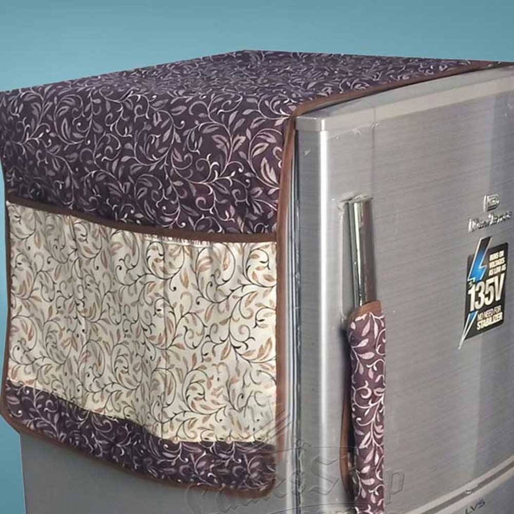 Fridge Cover Made By Dual Layer Cotton Polyster Filling Quilted Fabric Washable Stuff Kitchen Accessories FGT Chocolate Medium 
