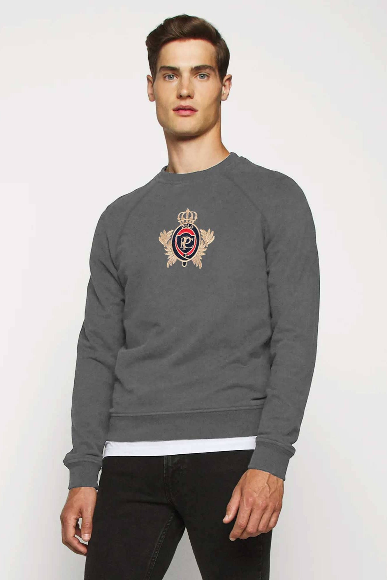 Polo Republica Men's PRC Crest Embroidered Raglan Sleeve Pique Tee Shirt